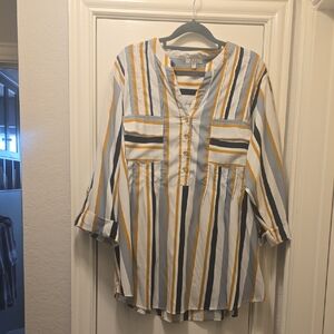Chic Striped Button-Up Blouse